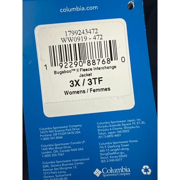 Women’s Columbia Bugaboo II Fleece Interchange Jacket Navy Blue Size 3X - Picture 3 of 5